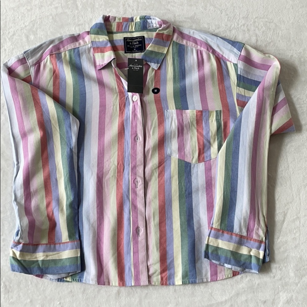 Abercrombie & Fitch Striped Rainbow Button Down